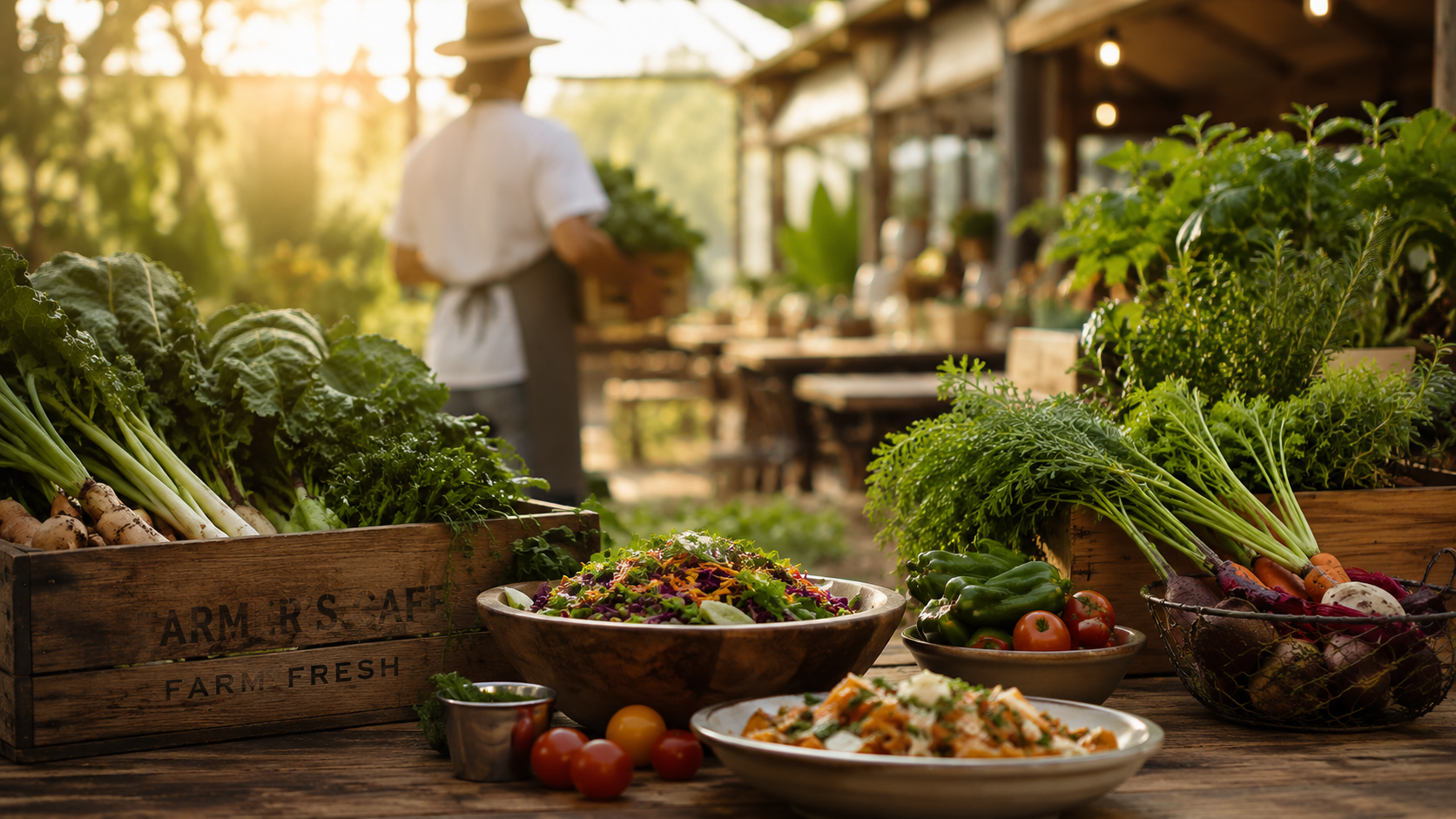 Cafe dishes and ingredients